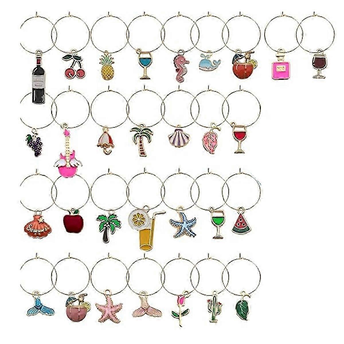 suitable for wine glasses, 30pcs beach themed drink identifiers and markers for stemware