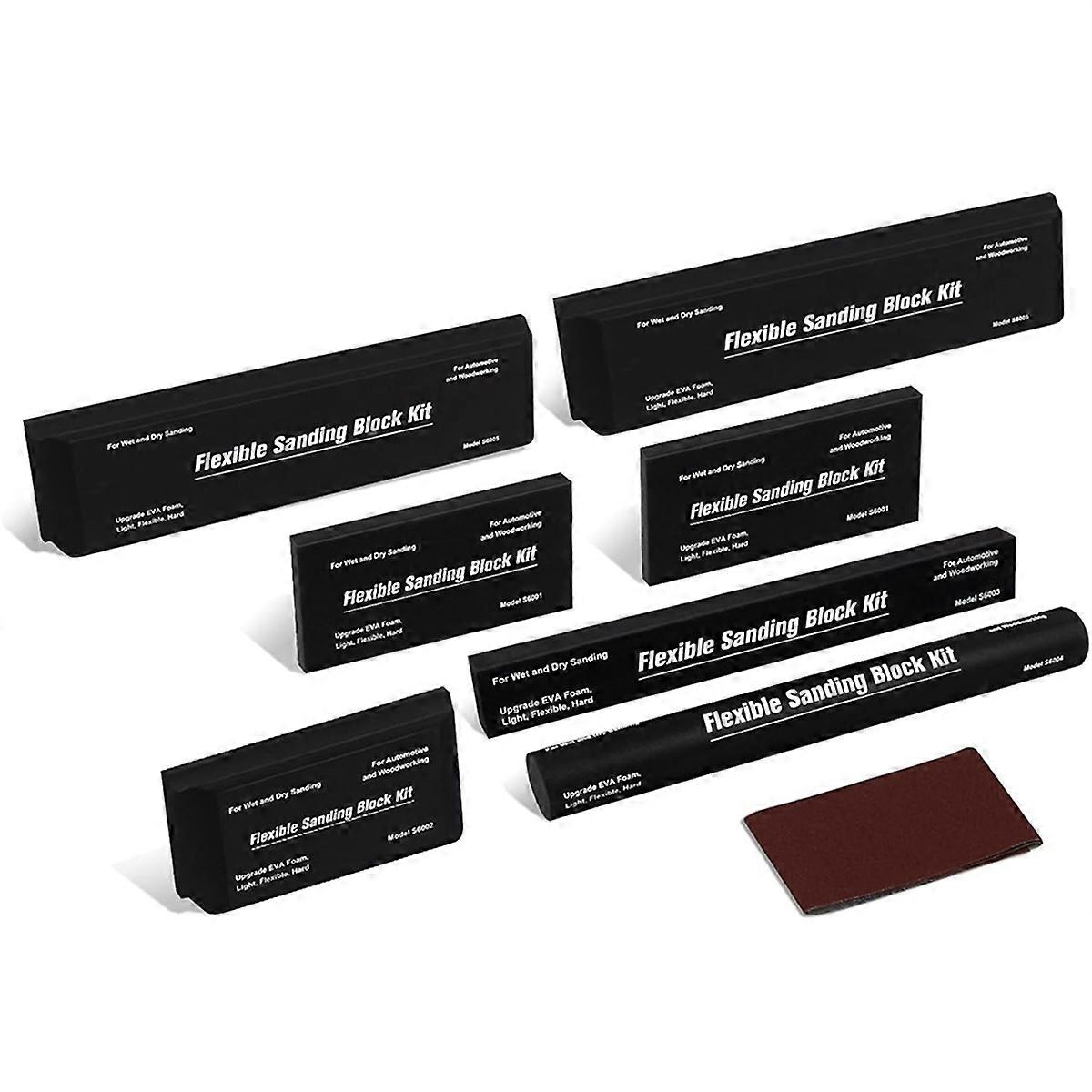 7 Pcs Flexible EVA Foam Sanding Blocks Wet or Dry Auto Sanding Kit for Woodworking and Automotive B