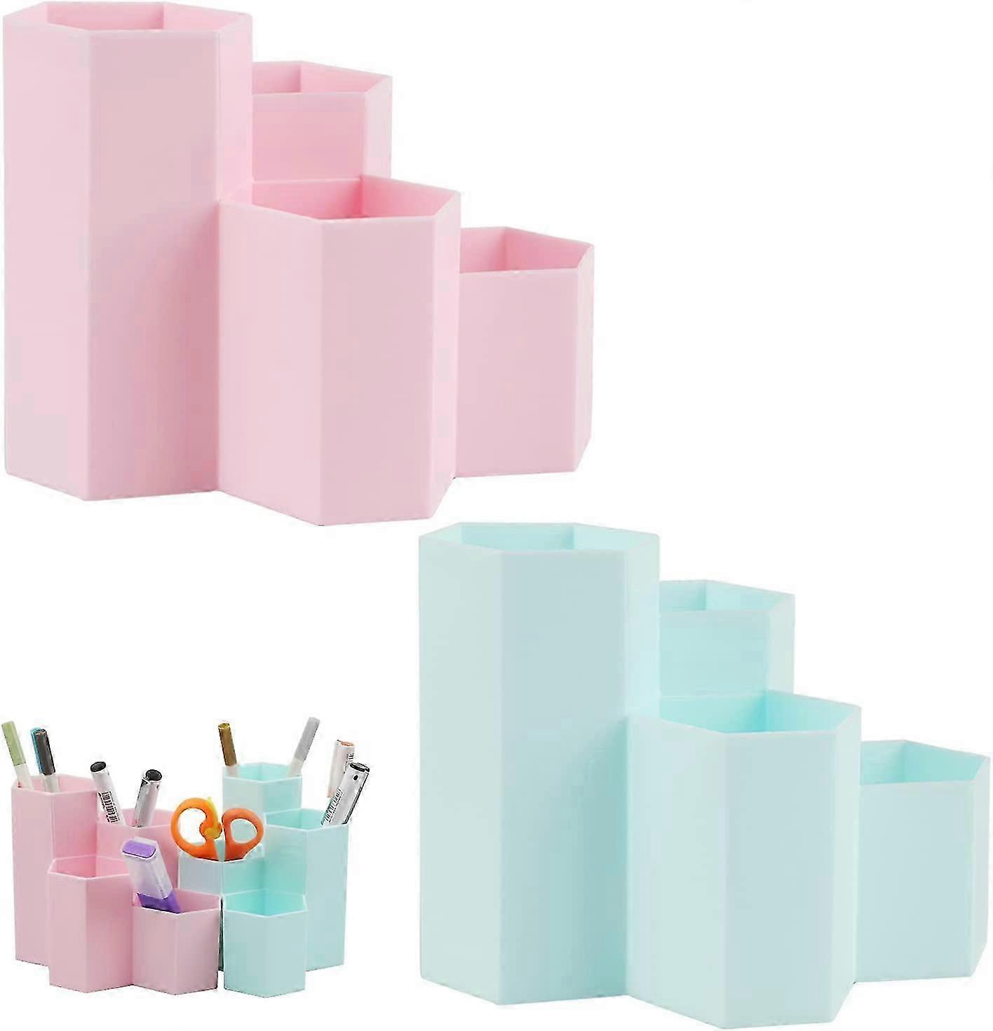KXJ-2 PCS Hexagonal Plastic Pen Holder, Pencil Cup Organizer