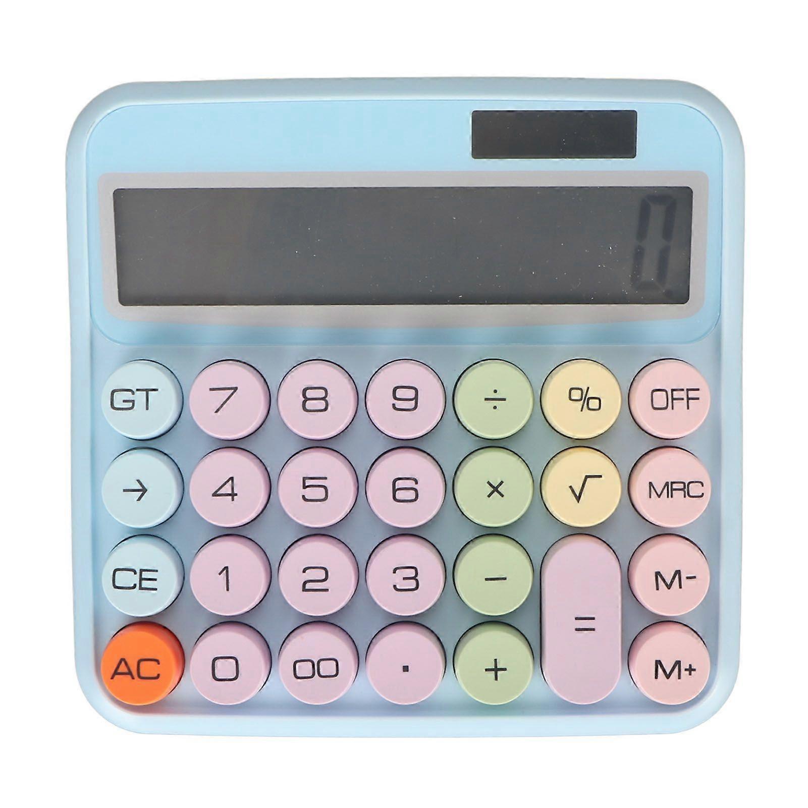 12 Digit Colorful Calculator Mechanical Keyboard Calculator Electronic Desktop Calculator for Home School Office Sky Blue