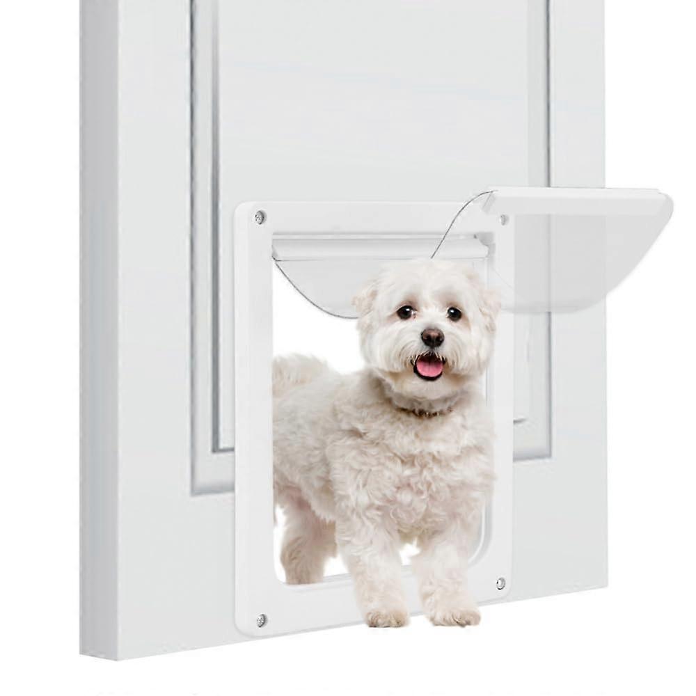Cat Door Adjustable Flap Large Cat Flap With Locking Function For Dogs And Cats Magnetic SelfClosing Fly Screen White