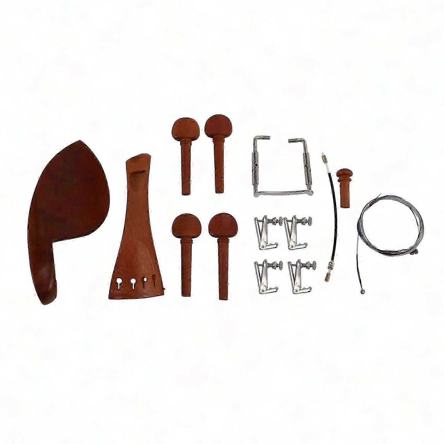 4/4 Violin Parts & Accessories Kit - Chin Rest, Tailpiece, Fine Tuner, Tuning Peg, Tailgut, Endpin & Strings