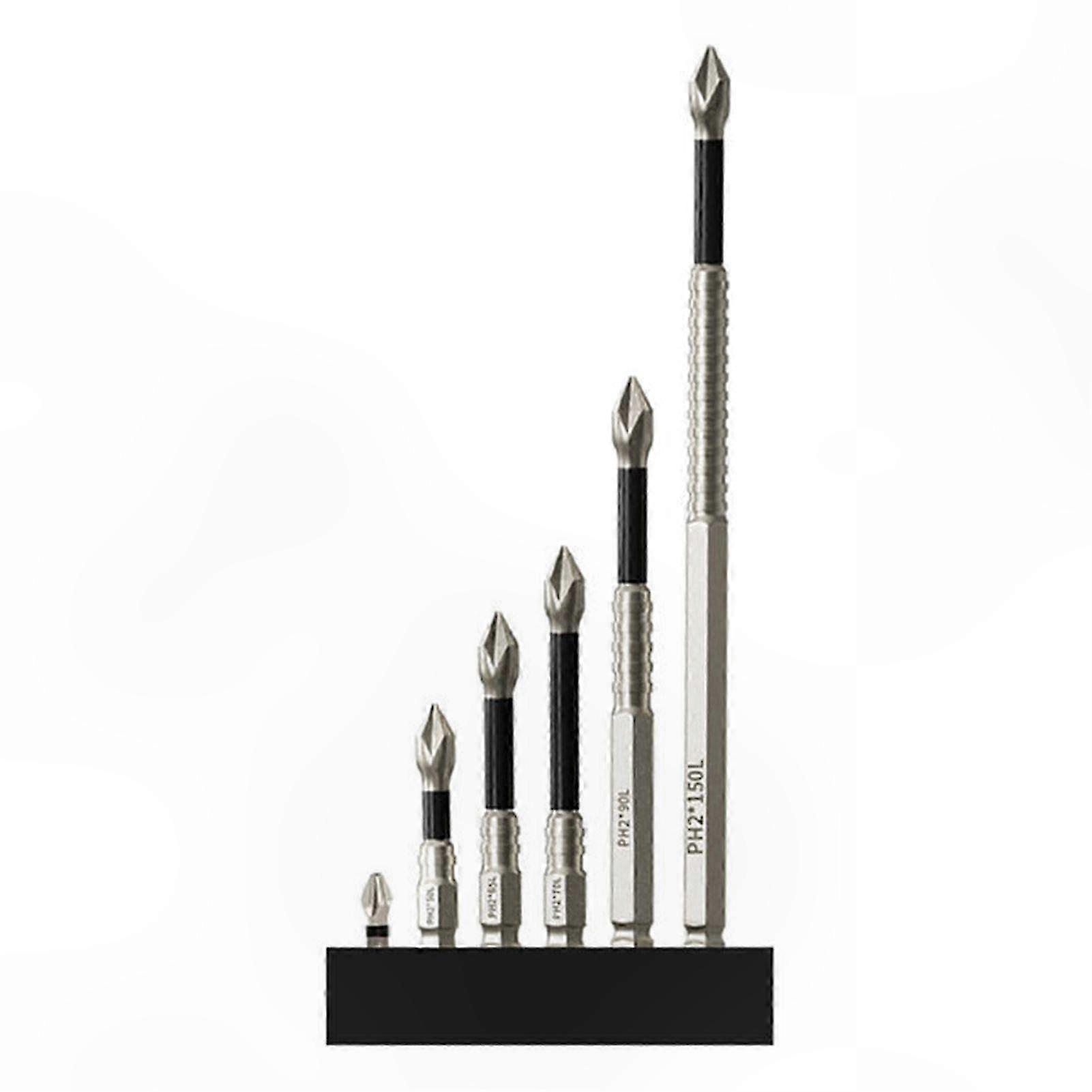PH2 Magnetic Screwdriver Drill Bits Set, Cross Head Impact Driver Bits 25-150mm Length Range for Various Applications