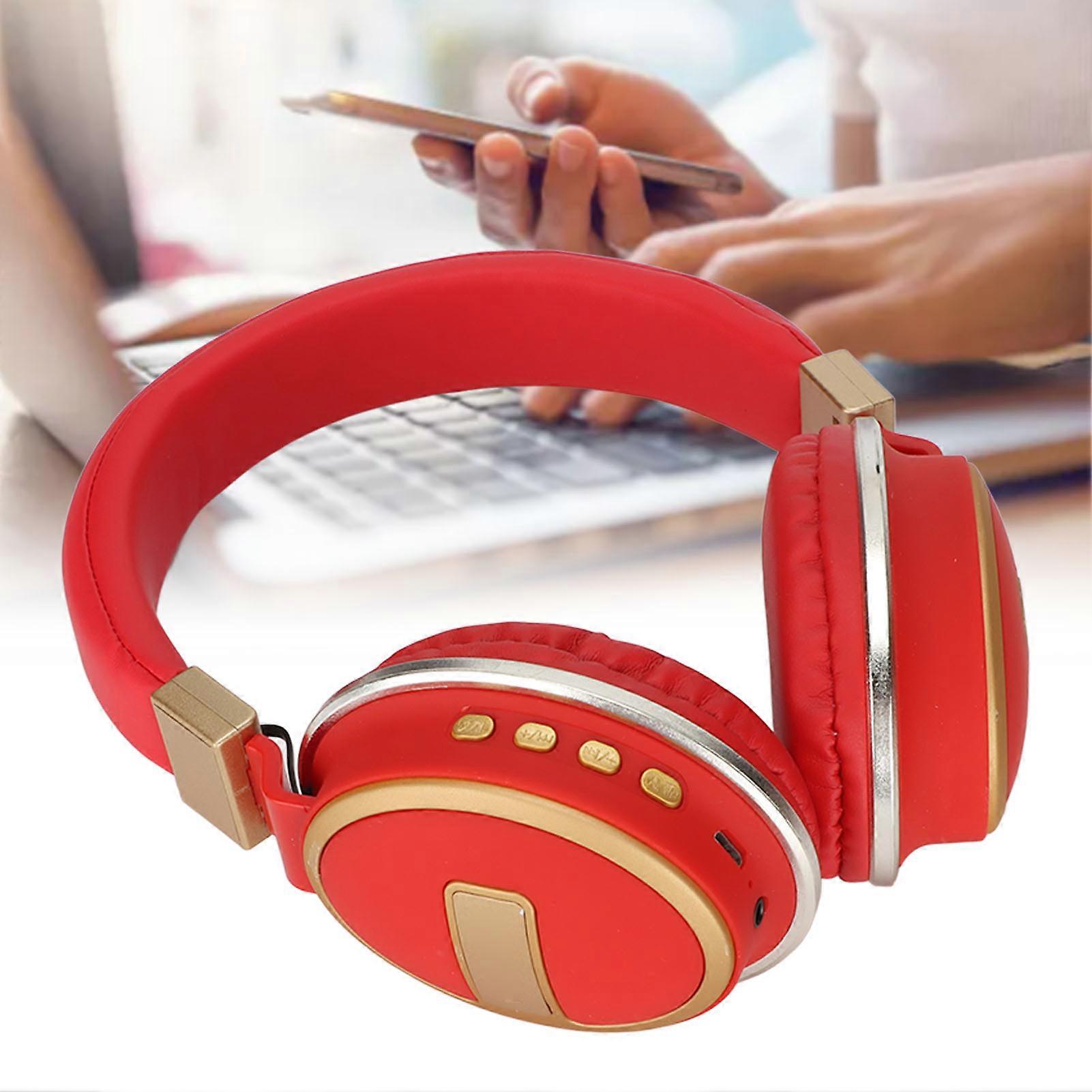 LX-510BT Bluetooth Headset 400mAh Red Leather Ear Cups Foldable