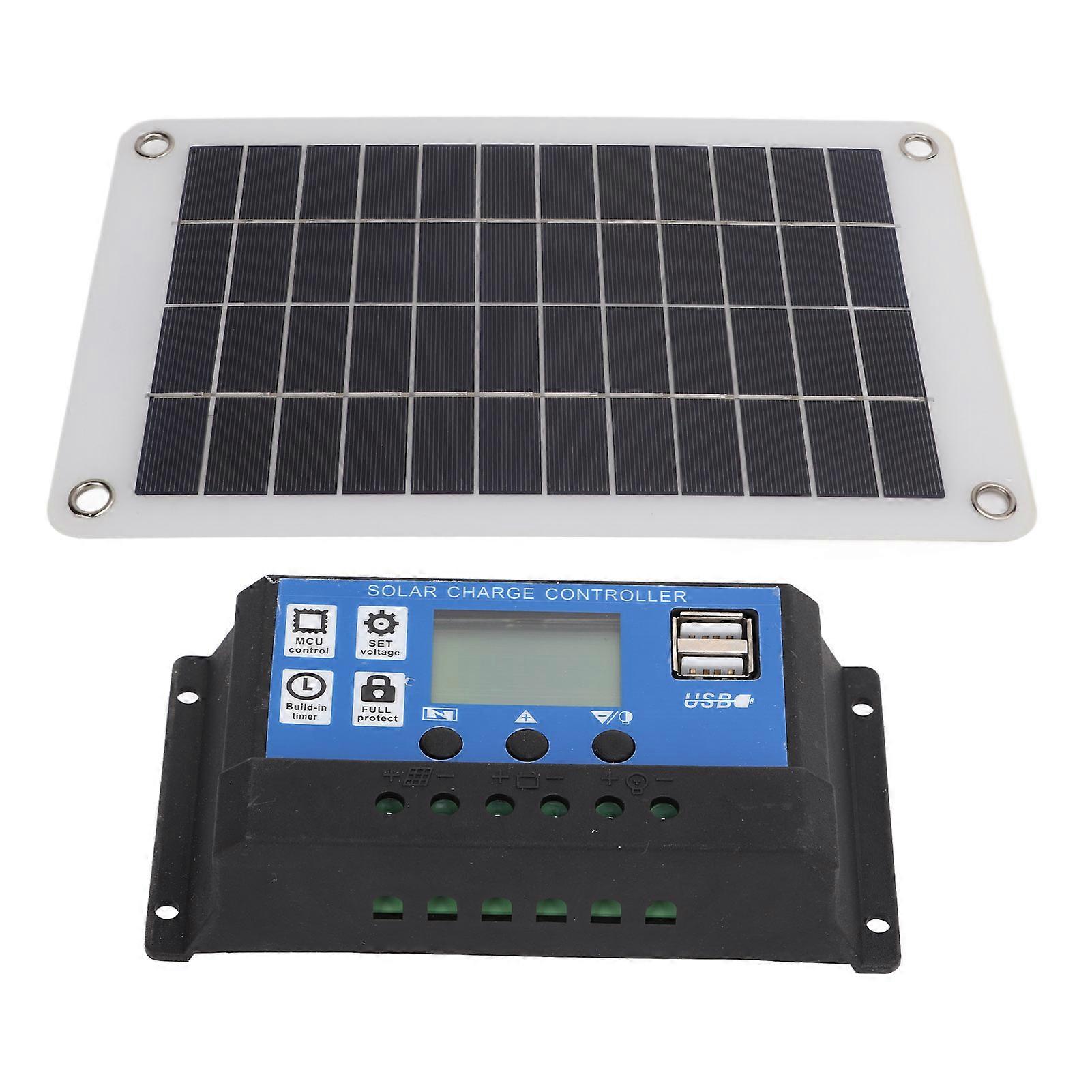 8W Portable Polysilicon Solar Panel Kit with 100A Controller, 31x19cm