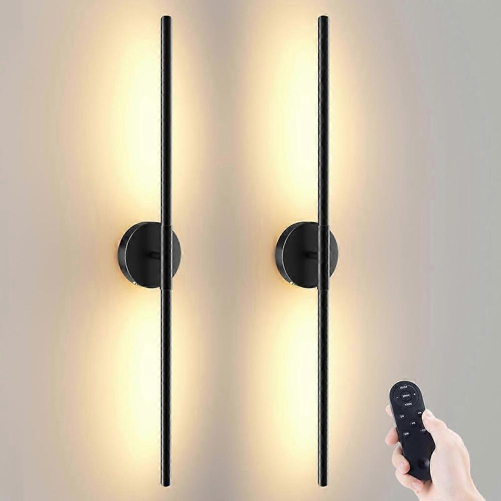 Set of 2 Rechargeable Dimmable Wall Sconces with Remote Control, 27.6 Inch