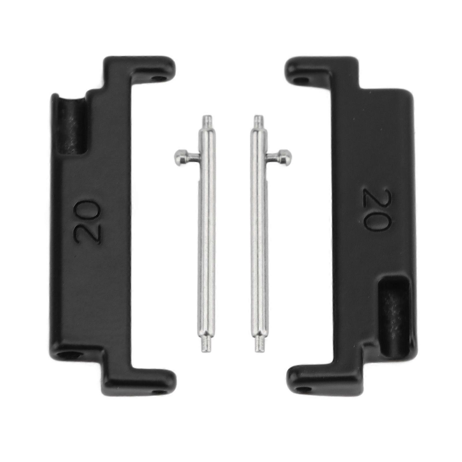 1 Pair Metal Watch Band Adapter 20 To 22mm Watch Strap Connection Adapter with Spring Bars Black A Pair