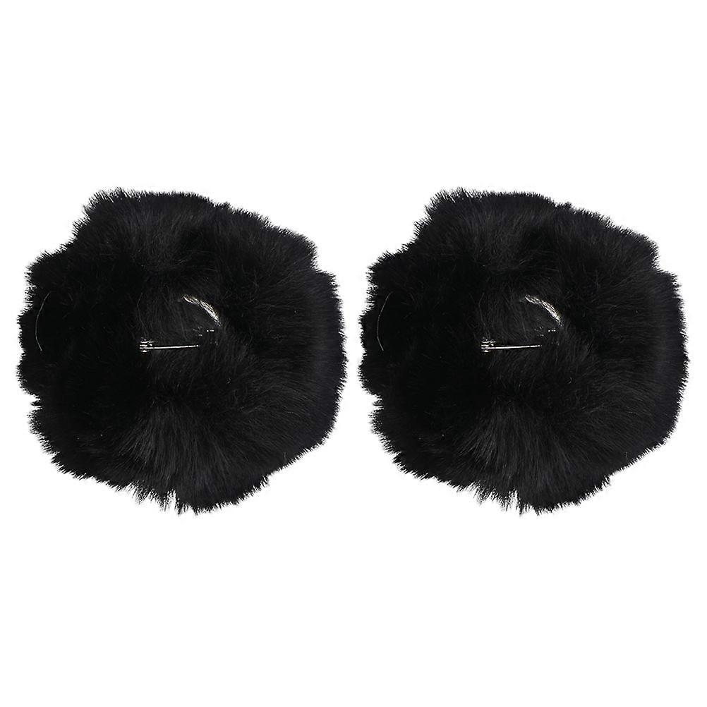 Fluffy Bunny Tail Prop Rabbit Tail for Costume Party 6Pcs Black Plush