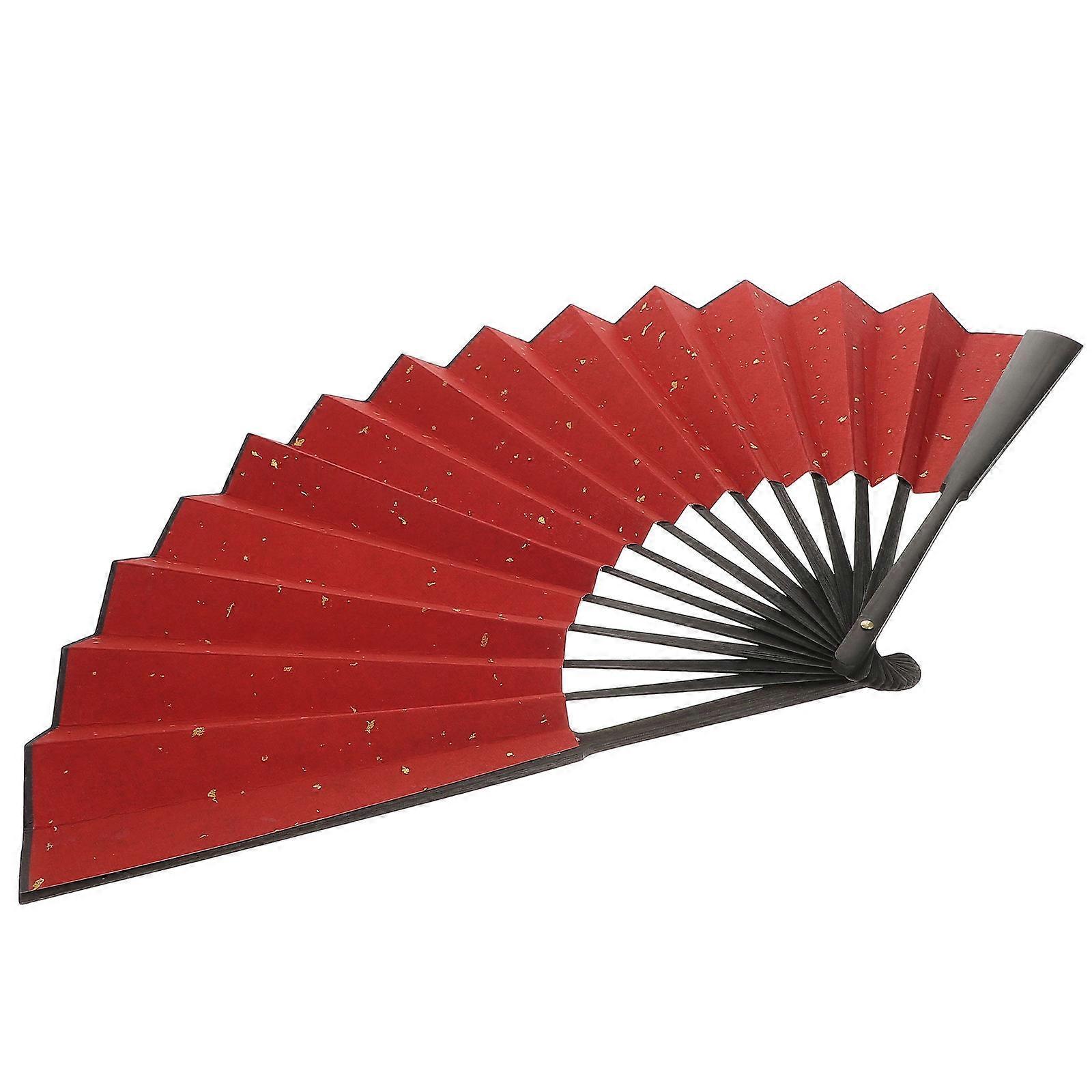 Chinese Handheld Folding Fan for Painting Use Dark Red Paper