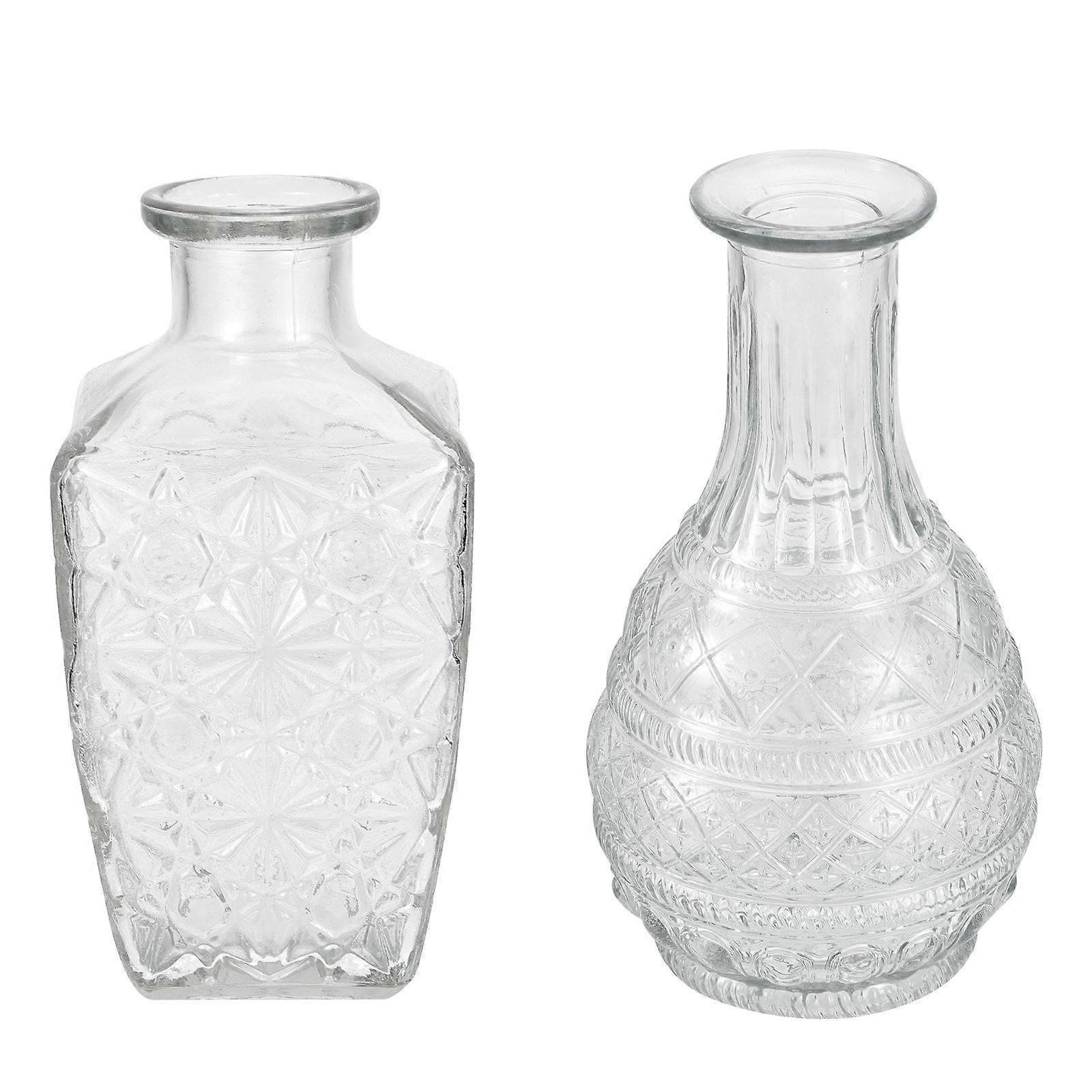 Retro Style Delicate Glass Flower Vase for Decoration 4Pcs Transparent Set