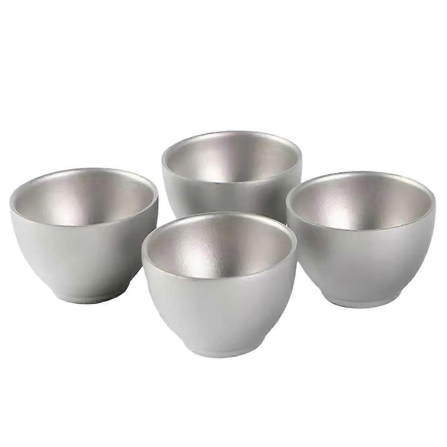 Camping Titanium Tea Cup, Double-Wall, 4PCS, Hiking Accessory