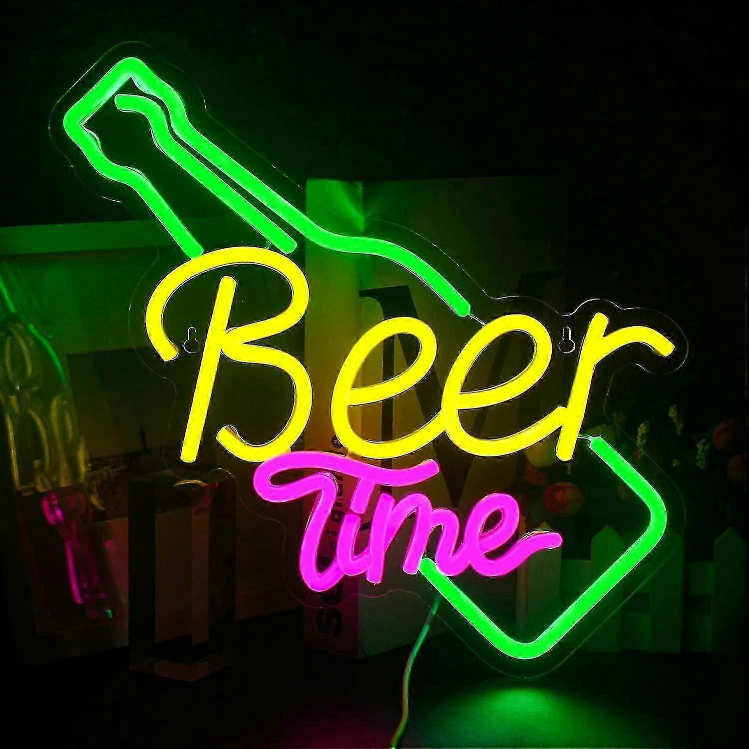 Yellow LED USB Neon Beer Time Sign for Bar Club Wall Decor in Europe