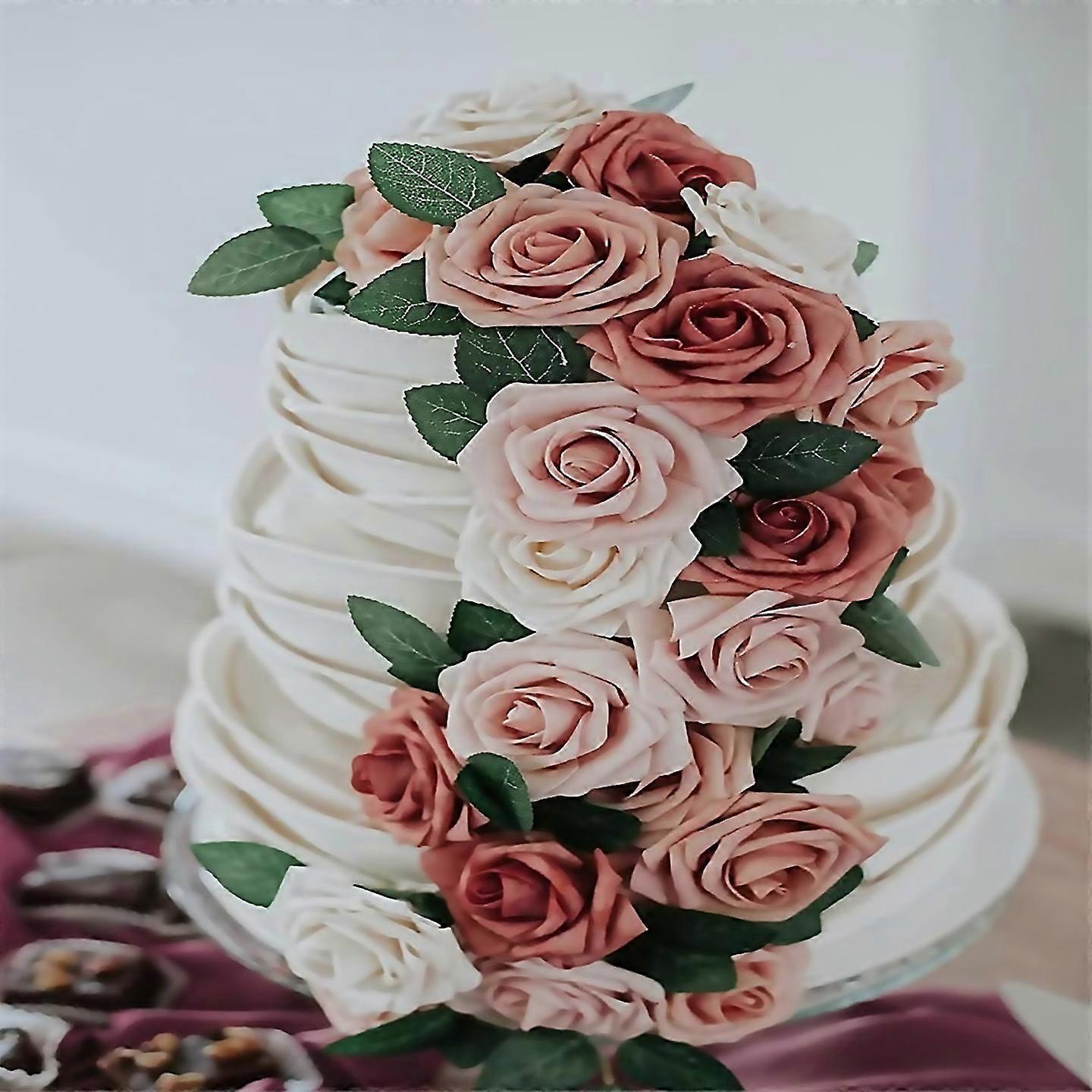 For 25pcs Artificial Roses Flowers Artificial Looking Rosesa