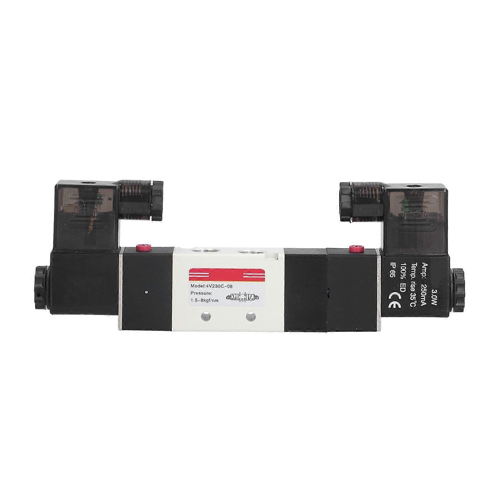 Pneumatic Solenoid Valve 3 Position 5 Way Stable Durable Sturdy Compact Rustproof Anticorrosion Solenoid Air ValveDC12V