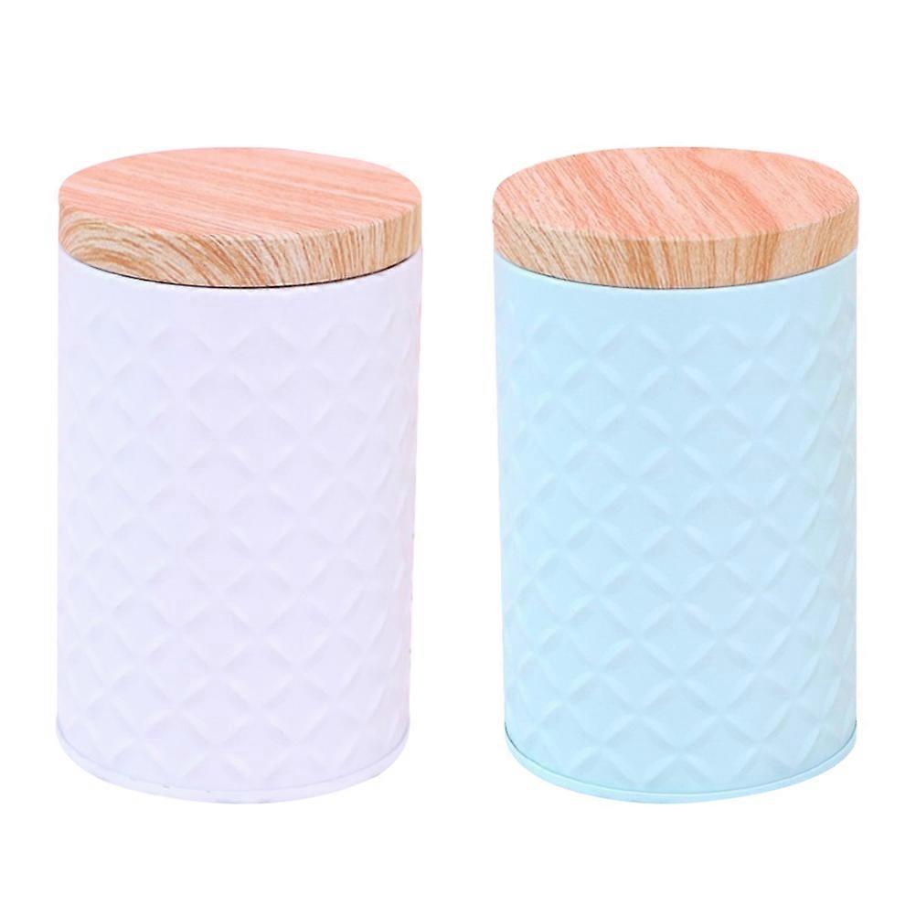 Sealing Canister Grain Iron Tea-Leaf Jar for Storage Use 2Pcs Assorted Color