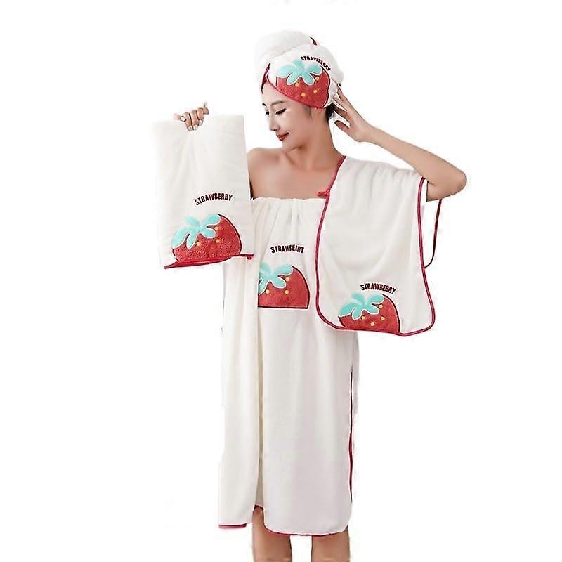 Strawberry Bath Towel, Ladies WrapStyle FourPiece Set, 70x140cm, Absorbent QuickDry Robe, Hair Drying Cap, Skirt A | Fruugo US Strawberry Bath Towel, Ladies WrapStyle FourPiece Set, 70x140cm, Absorbent QuickDry Robe, Hair Drying Cap, Skirt A | Fruugo US