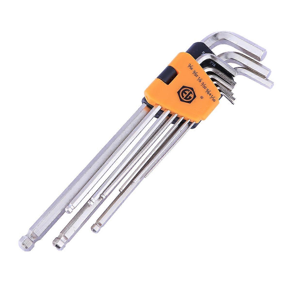 Combo Allen Wrench Set L Shaped Tool for Repair Use 9Pcs Silver