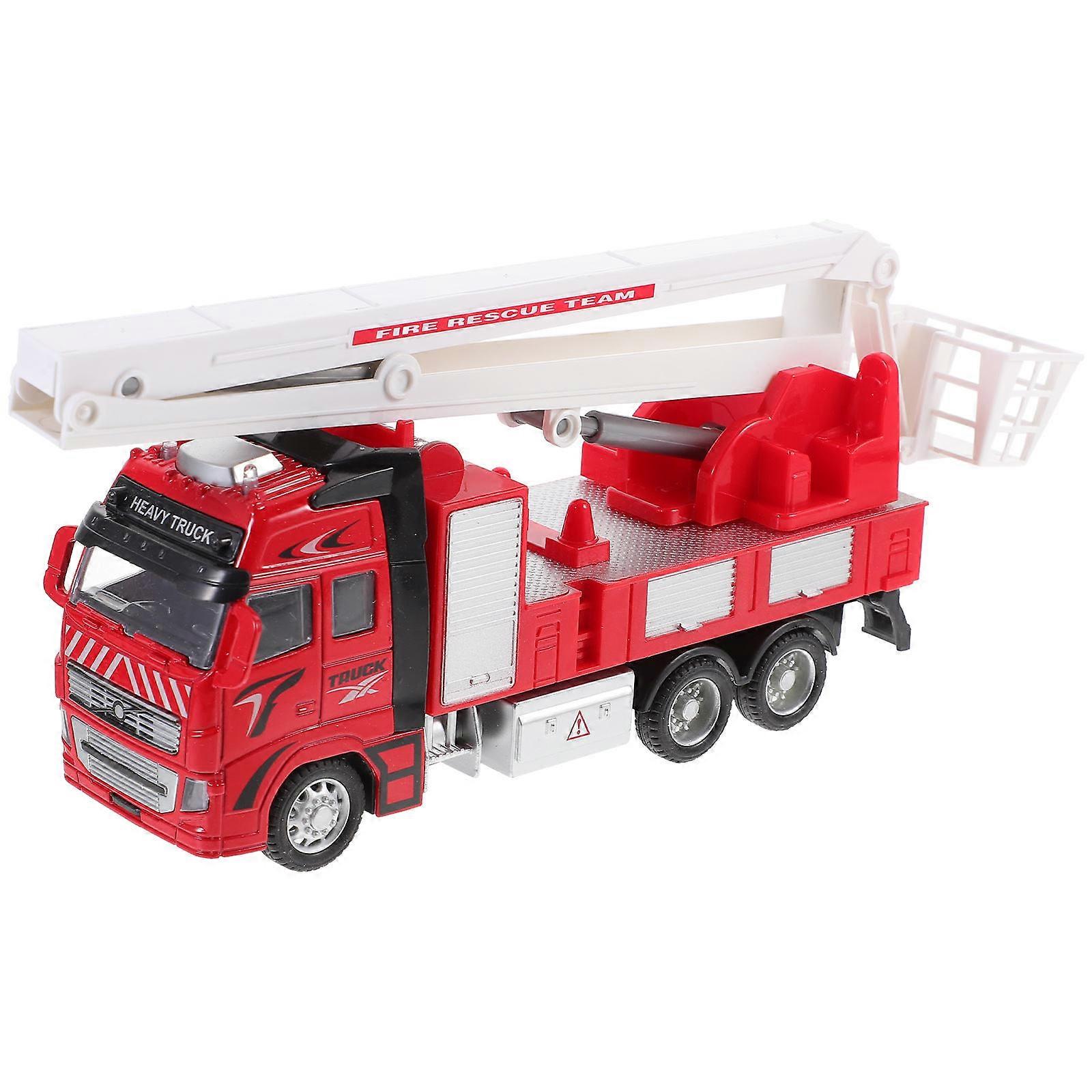 Imaginative Play Fire Truck Model For Kids With Rescue Scenarios 3Pcs Red Pull Back Vehicle