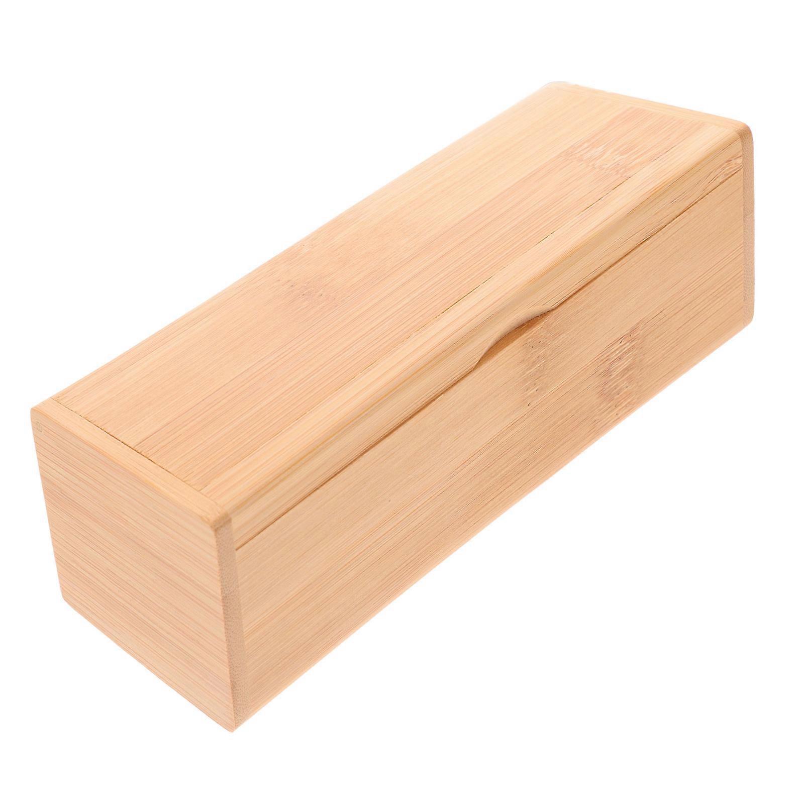 Bamboo Keepsakes Box With Lid Compact Home Organization Storage Holder Light Brown Dustproof 1Pack