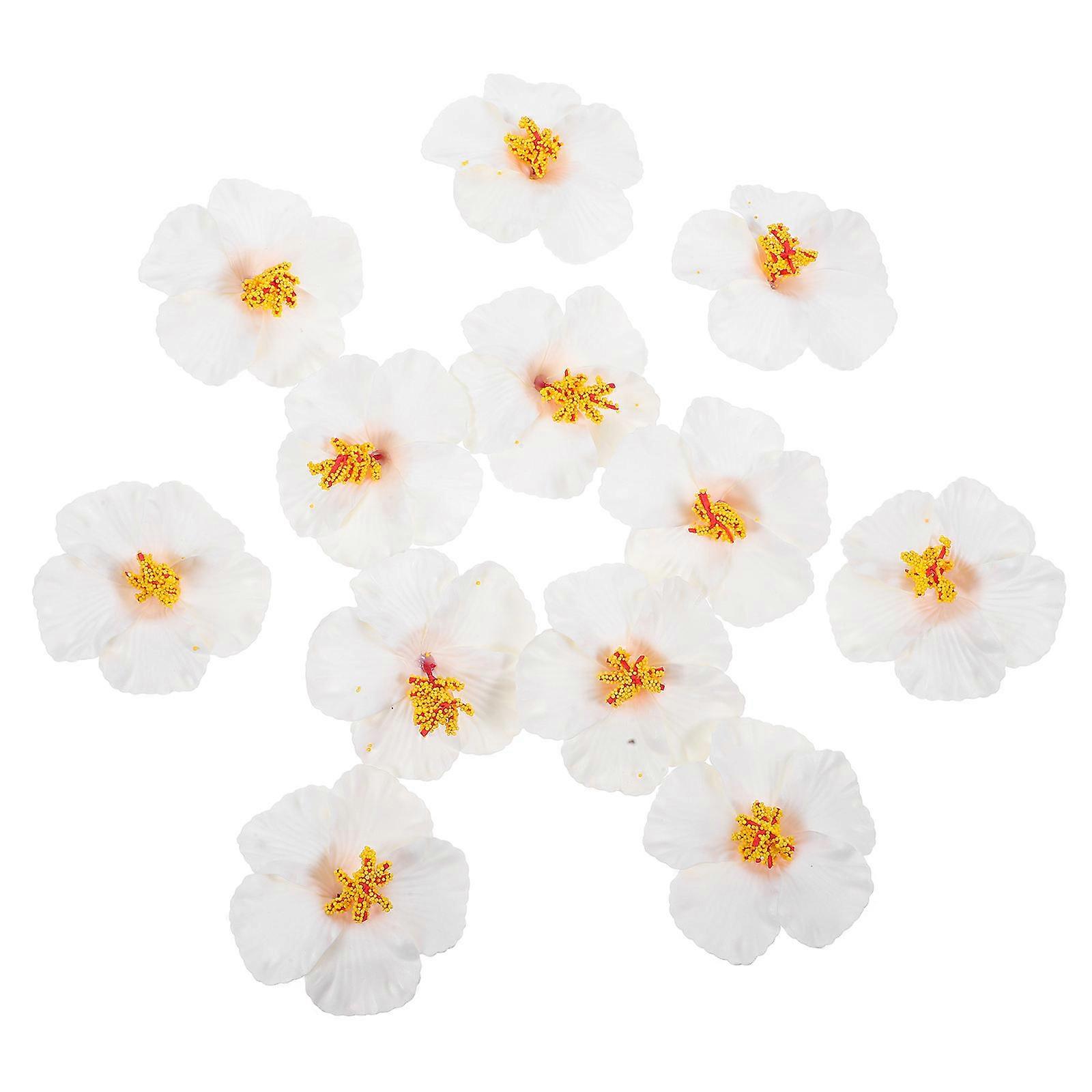 White 24Pcs Hawaiian Artificial Flowers for DIY Party Decoration and Favors