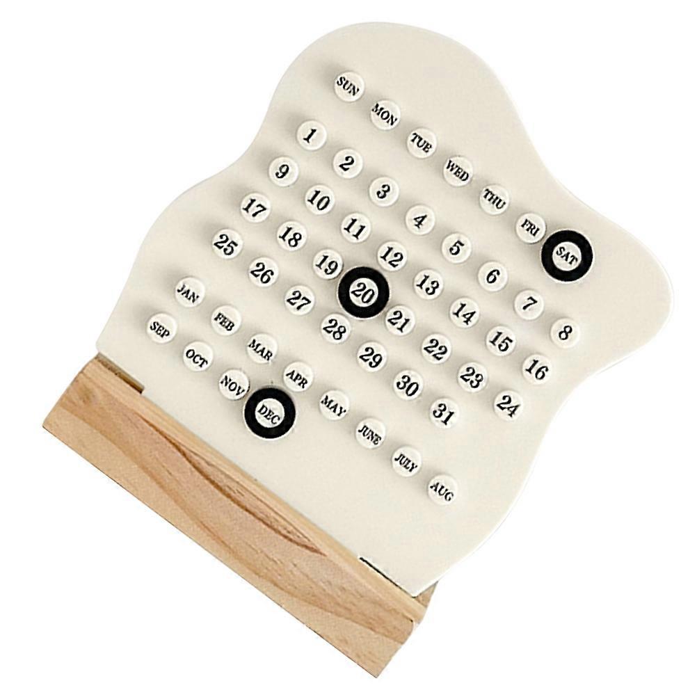 White Wooden Perpetual Desk Calendar for Office Use 3Pcs