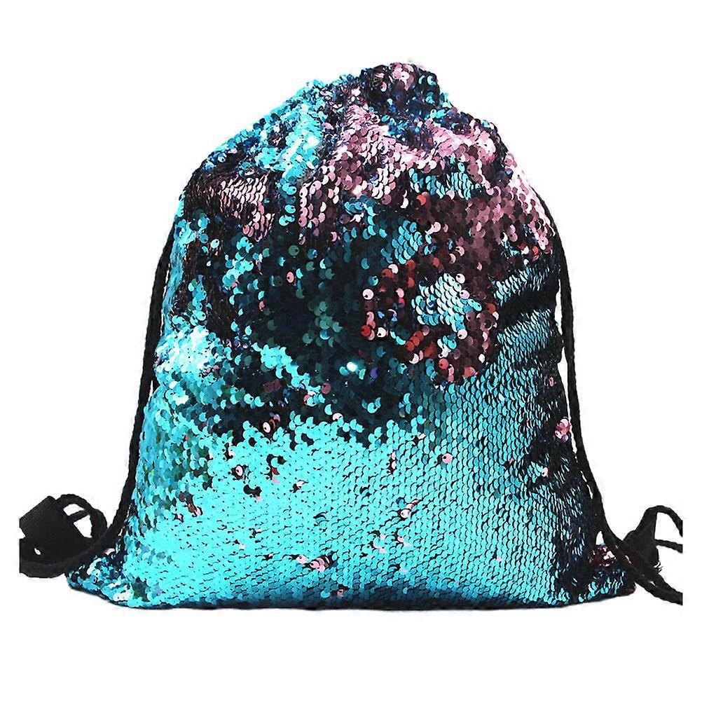 Drawstring Backpack Sequin Polyester Sackpack for Storing Things 2Pcs