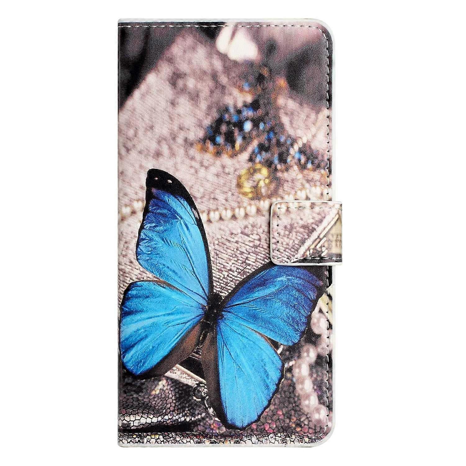 Case for Honor X50 Flip PU Leather Wallet With Card Slots Magnetic Closure BuiltIn Stand TPU Inner Shell Blue Butterfly