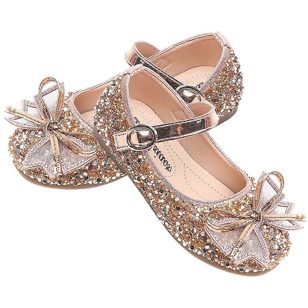 Children Rhinestone Shoes For Daily Use 2 Pairs Golden Delicate Design Convenient For Toddlers