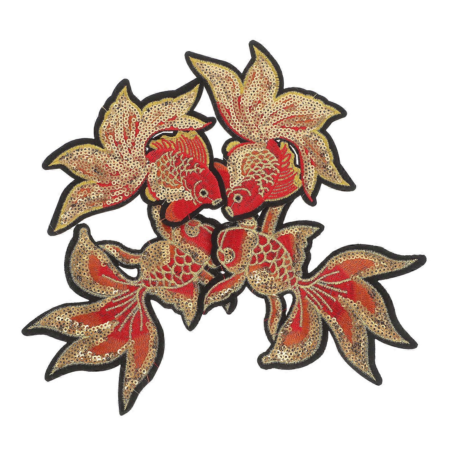 Golden Fish Fish Patch Iron on Patches for Clothes 6Pairs