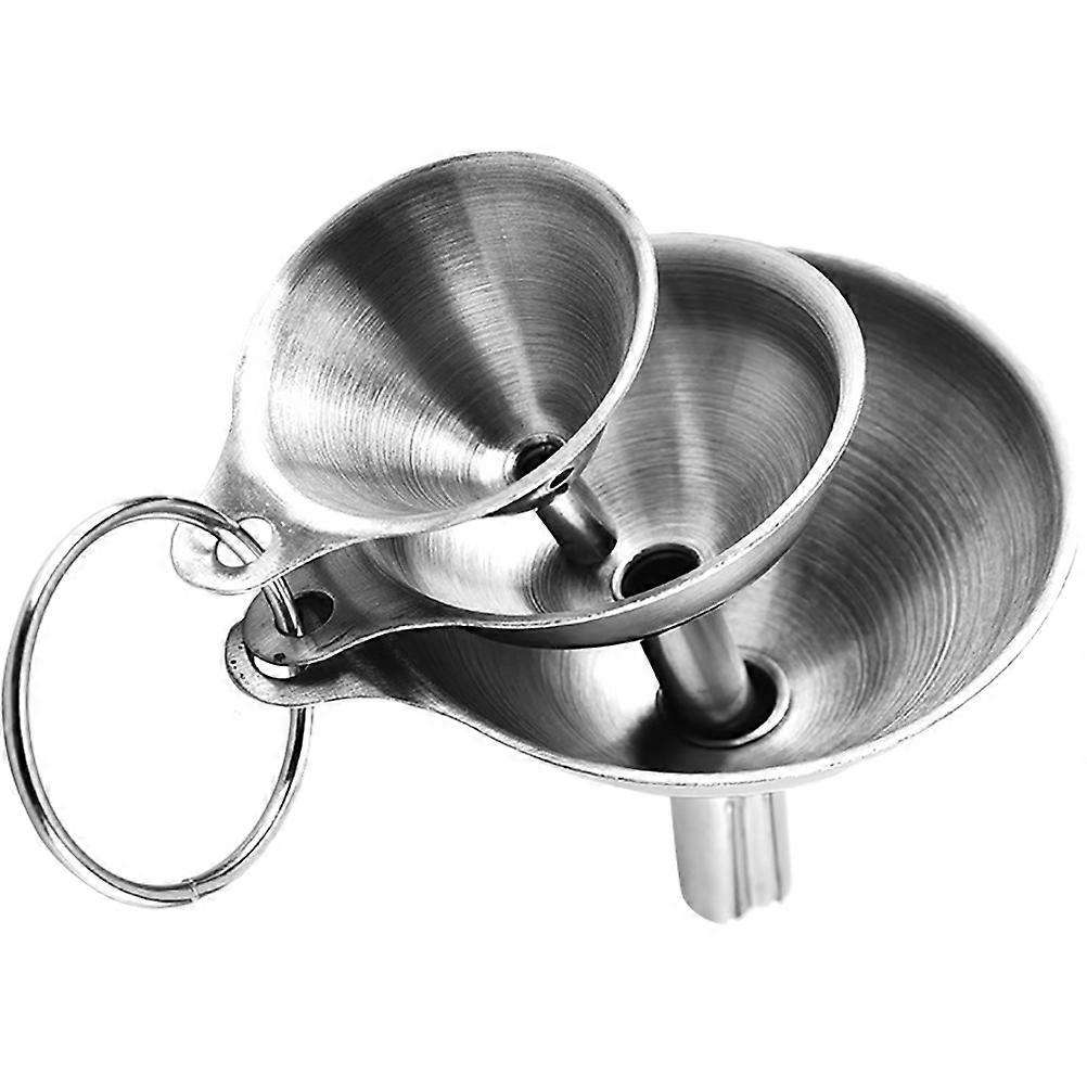 Funnel Liquid Transferring Kitchen Accessories 3 Sets Refillable Silver 15X10CM Hygienic Storage