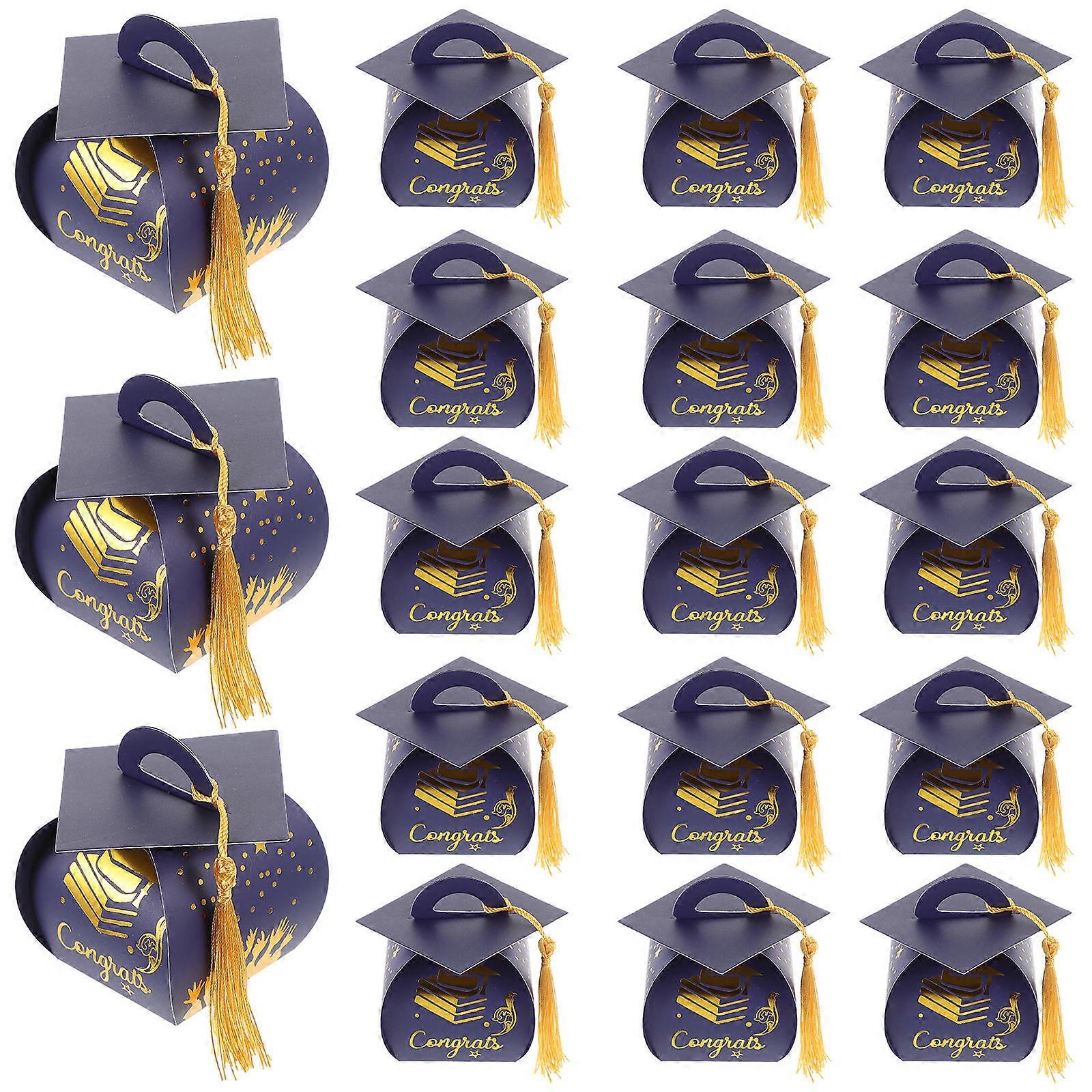 Graduation Candy Box Graduation Cap Boxes for Packaging 150Pcs Dark Blue