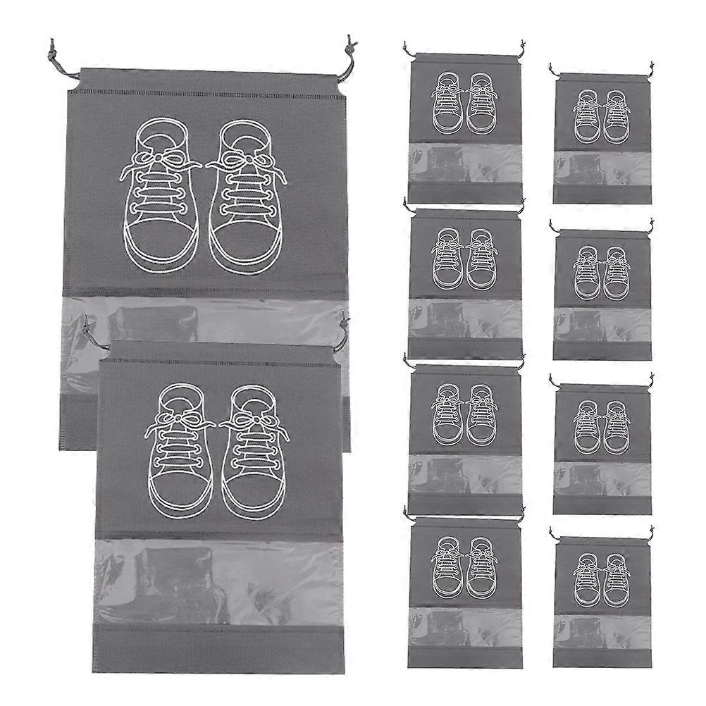 Shoe Storage Pouch 40 Pcs With Drawstring Closure Grey For Home And Travel Organization Durable Easy Identification Bags