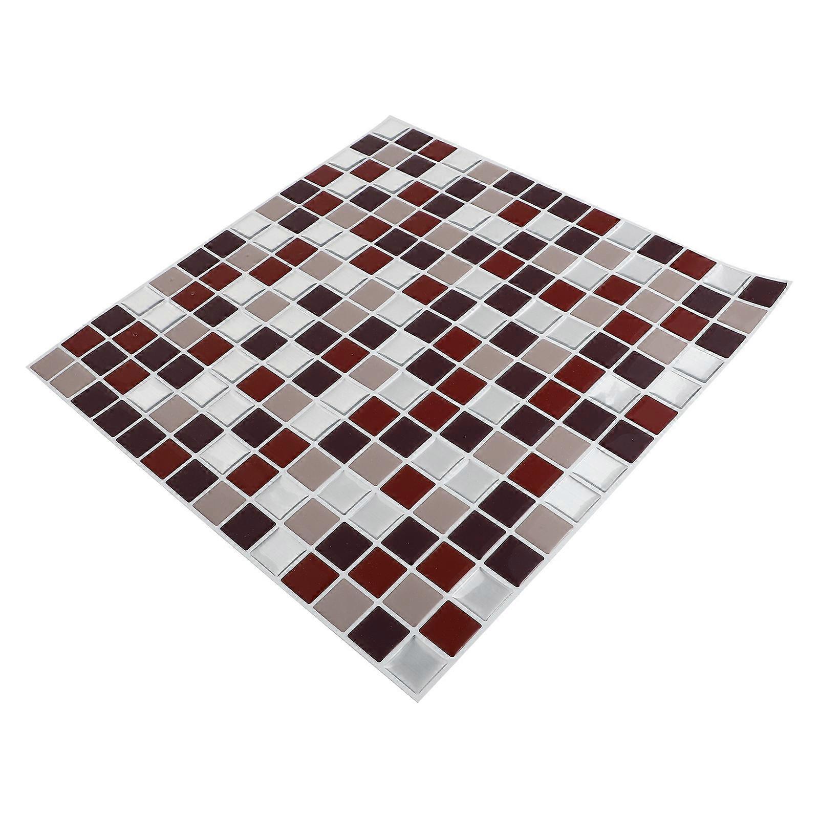 Wall Decal Dark Red Mosaic Pattern for Decor 3 Sheets Bedroom Bathroom
