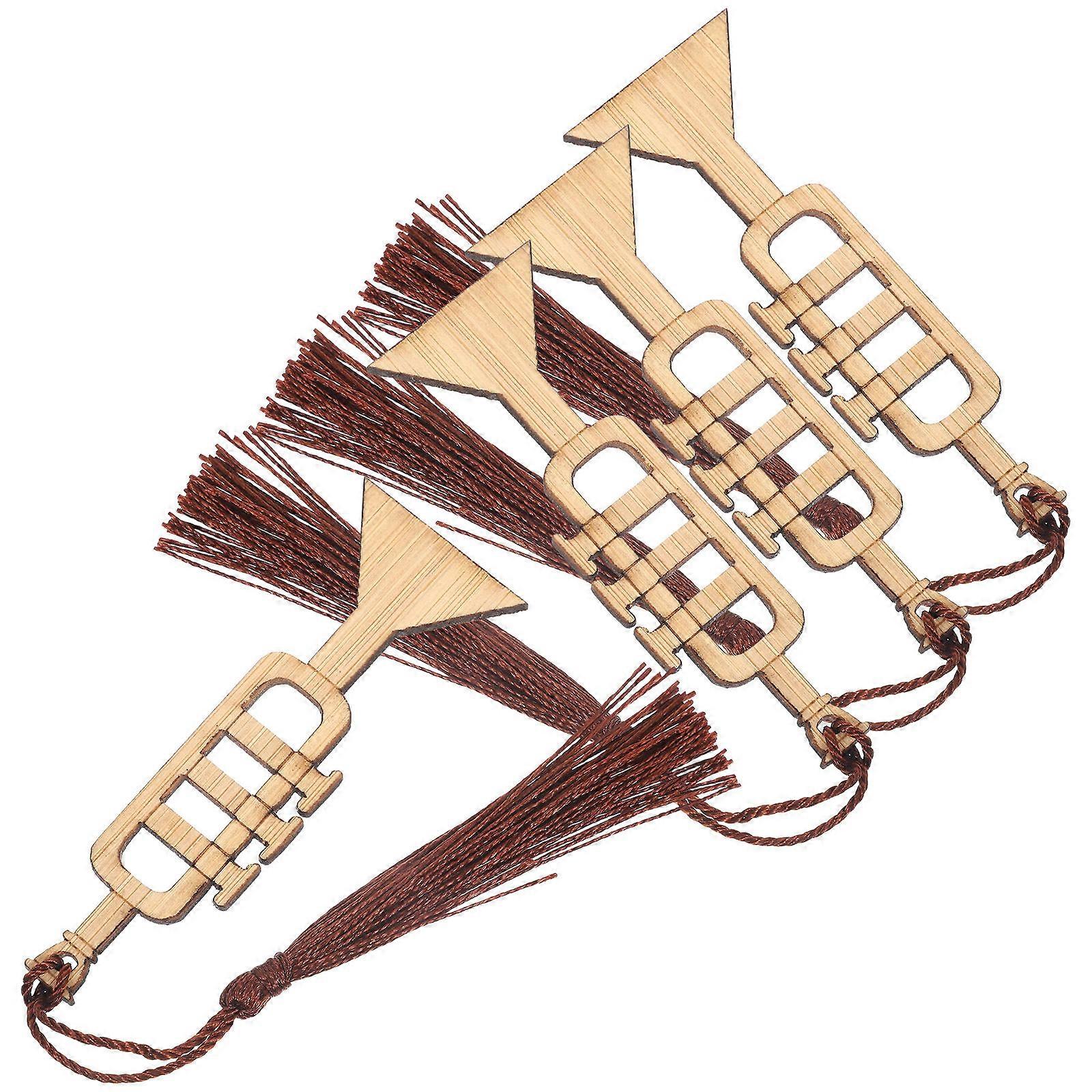 12Pcs Trumpet Shape Wooden Bookmarks for Reading Use Decorative Book Page Markers