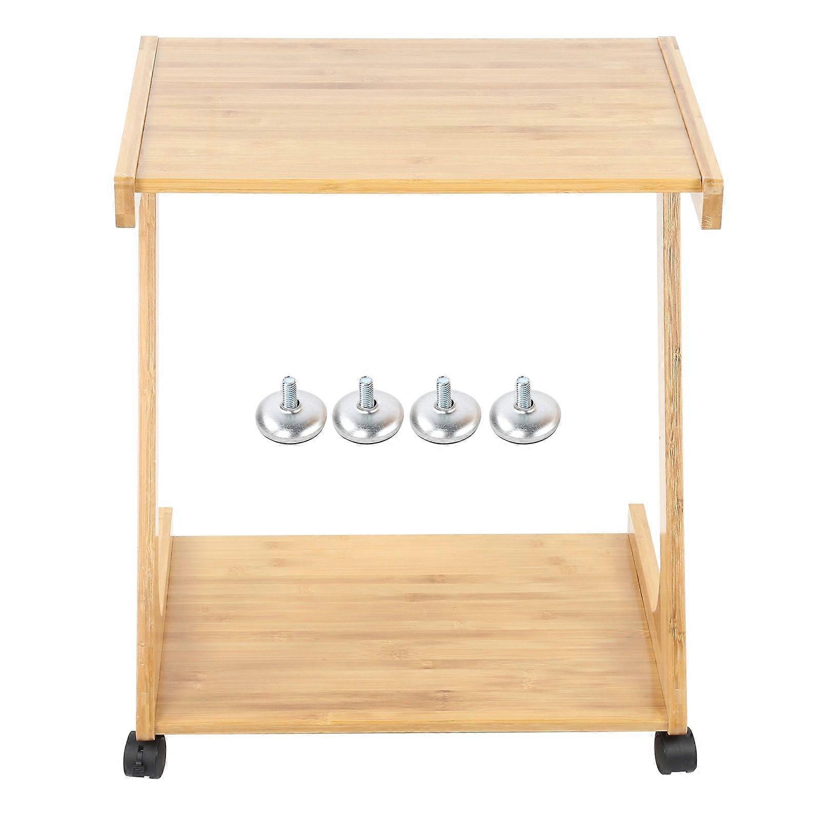 ZShaped Living Room Side Table with Wheel Movable Storage Table for Bedroom Computer