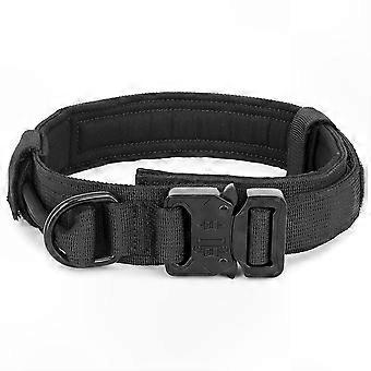 Heavy Duty Adjustable Dog Collar for Large Breeds Nylon Fabric Military Design