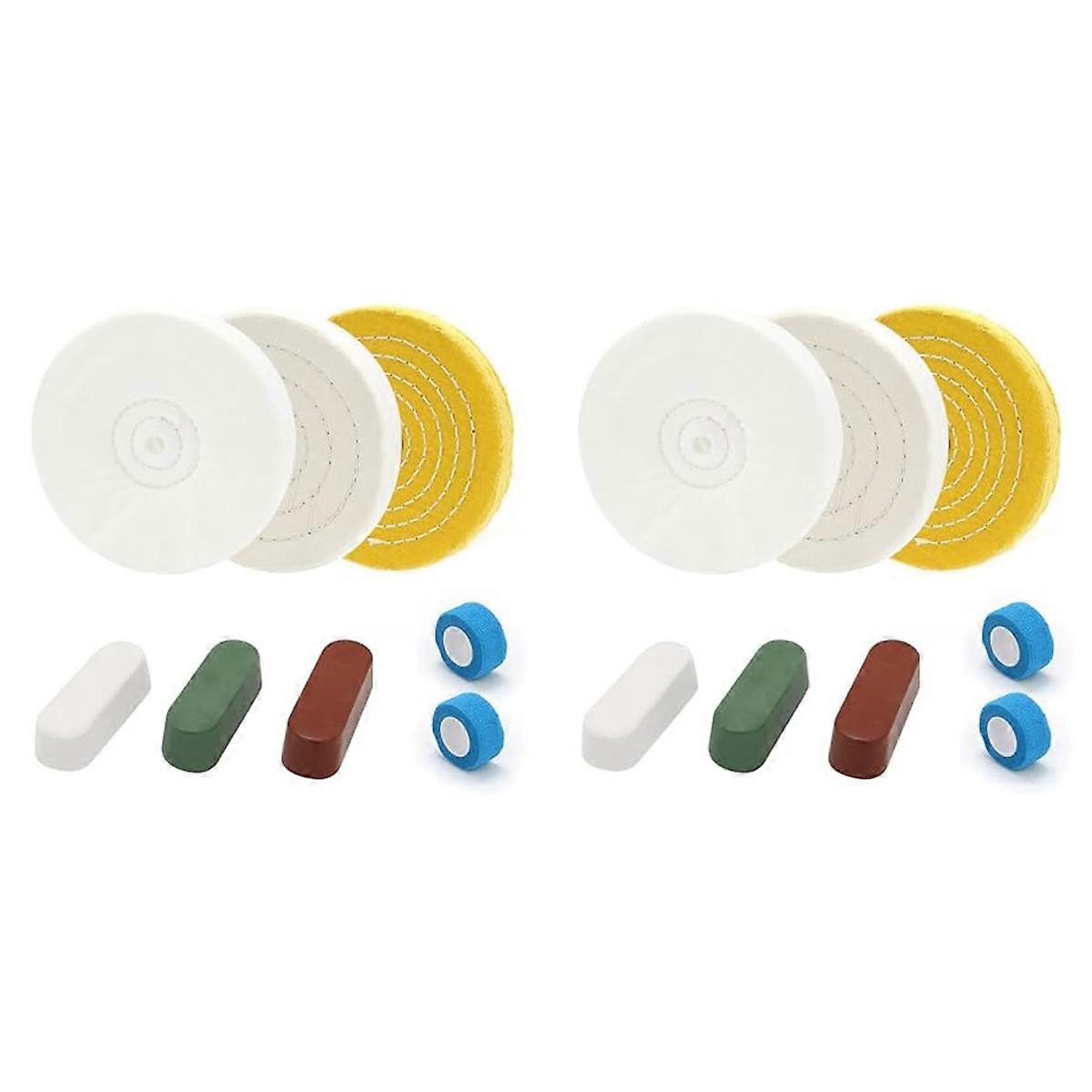 2 Set 6inch Buffing Polishing Wheels,for Bench Grinder,with Buffing Polishing Cutting Compounds,with