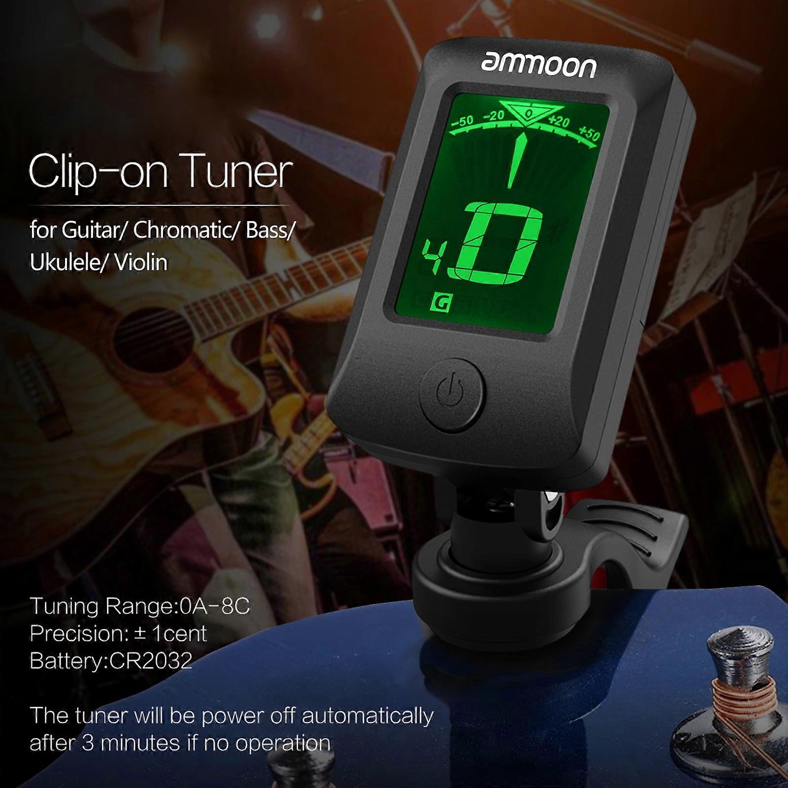 ammoon AT-07 Digital Electronic Clip-On Tuner LCD Screen for Guitar Chromatic Bass Ukulele C/ D Violin