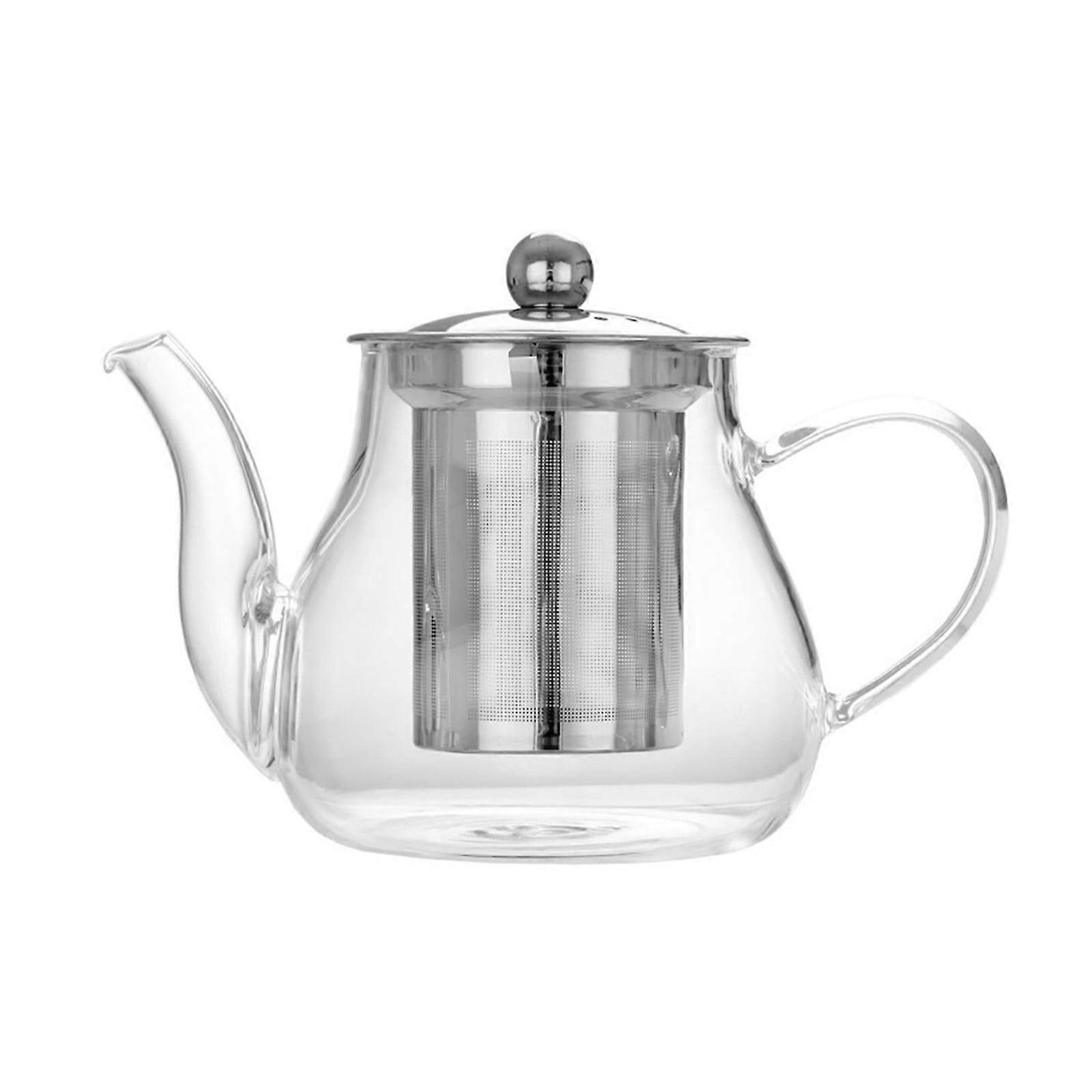 NAZISHW Clear Glass Tea Kettle With Strainer Heatproof Tea Loose Leaf Borosilicate Teapot With Removable Infuser Stovetop 400ml