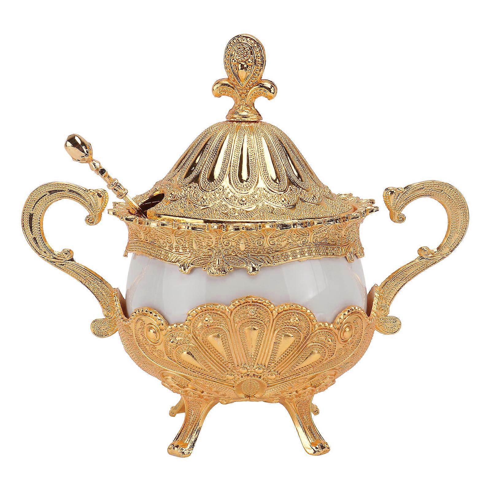 Decorative Sugar Jar with Peafowl Pattern for Storage 2Pcs