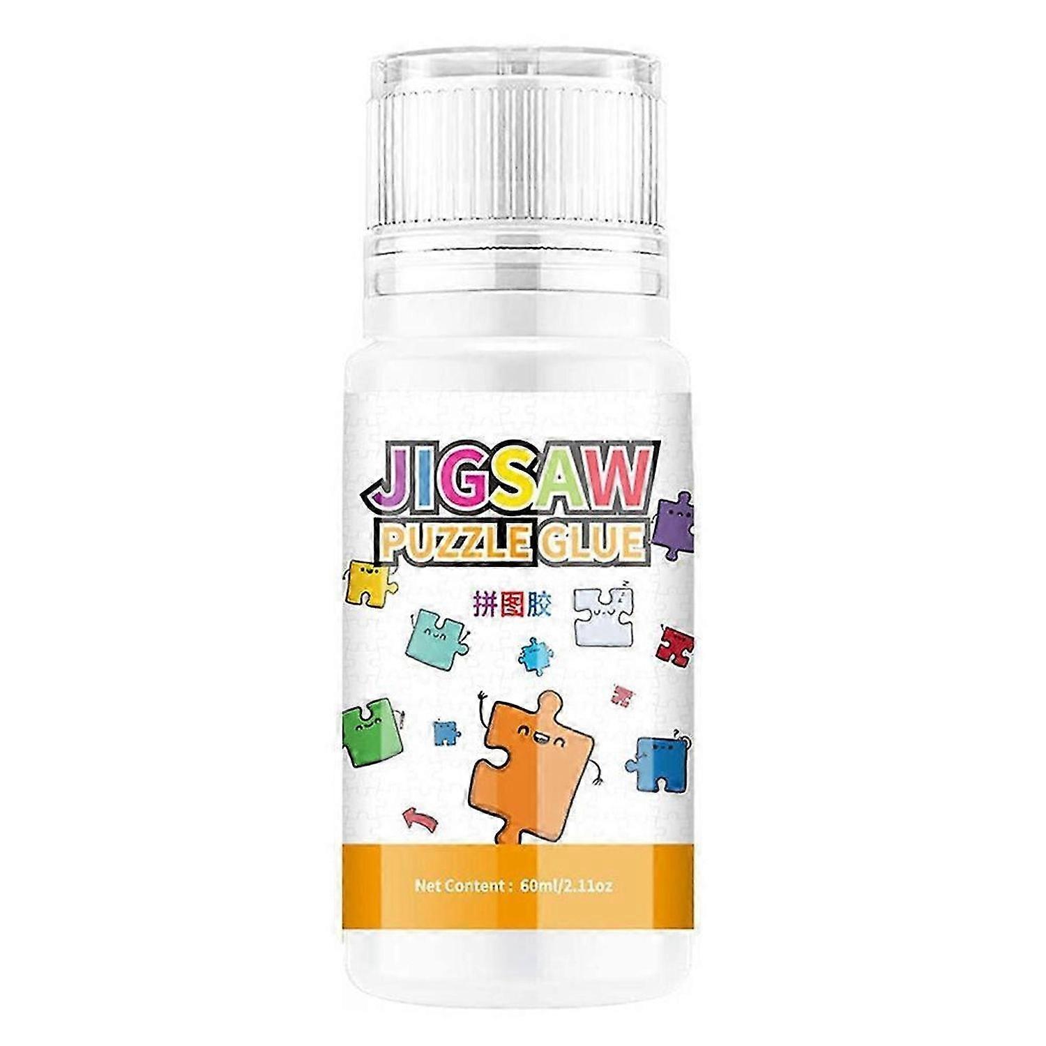 Jigsaw Puzzle Glue, 60ML Jigsaw Glue with Sponge Head, Non-Toxic and Quick Dry Puzzle Sealer
