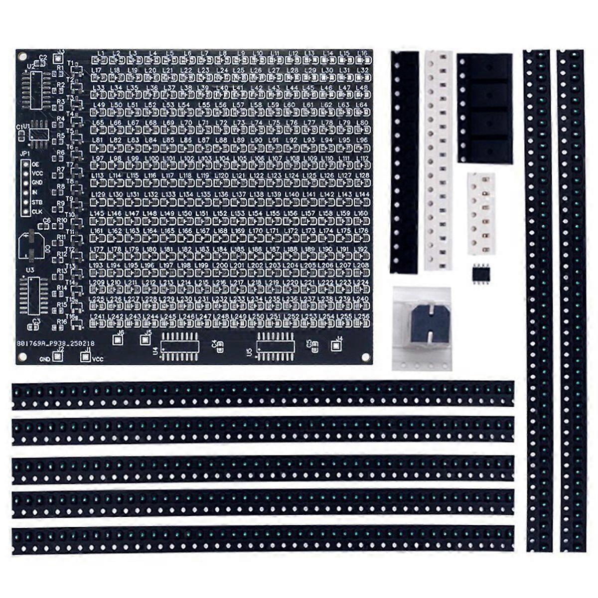 DIY Electronic Kit 256 LED Dot Matrix Advertising Screen Kit Light-Emitting Diode SMD Soldering Component Training Kit