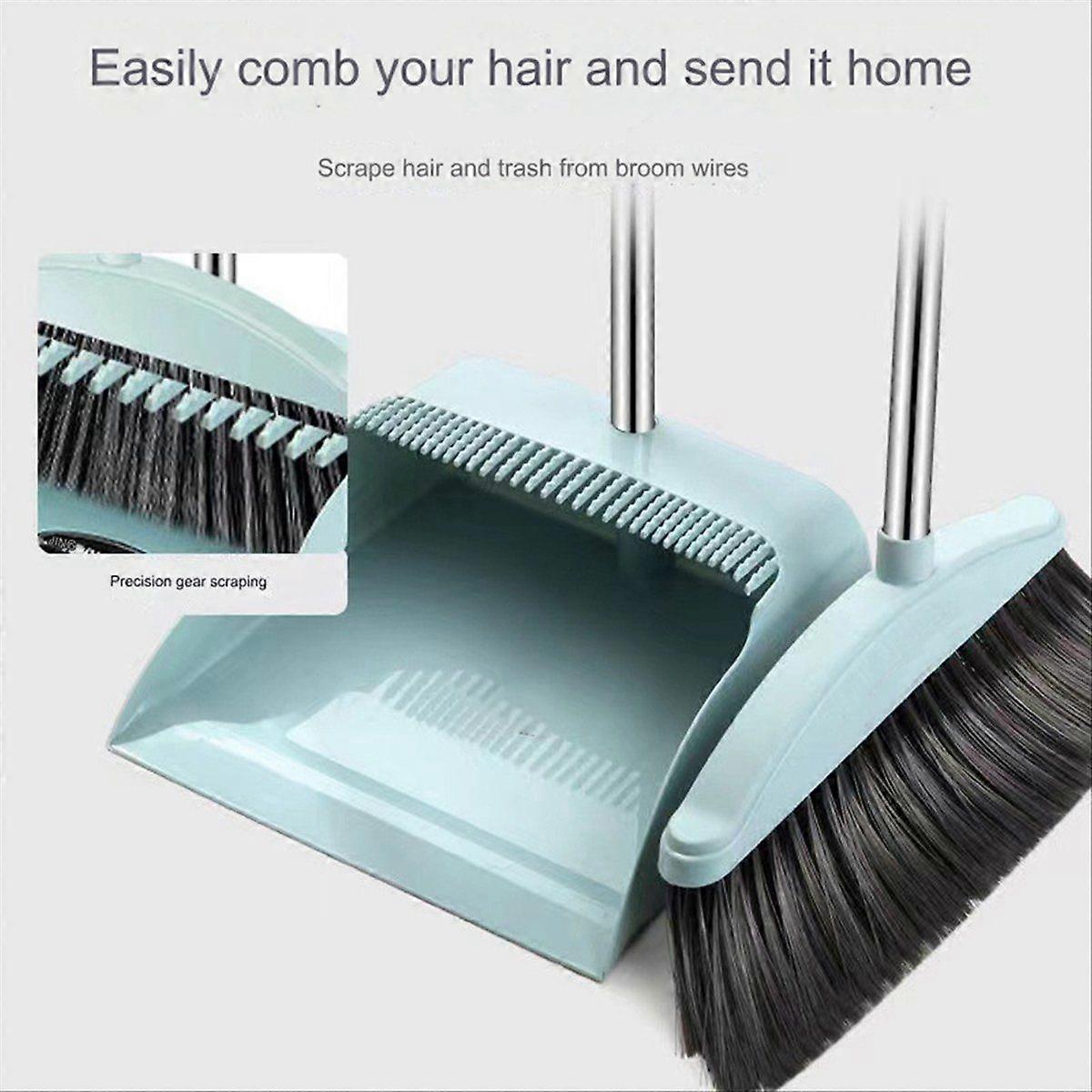 Dustpan Broom Set Floor Wiper Cleaning Long Handle Cleaning Set Grey