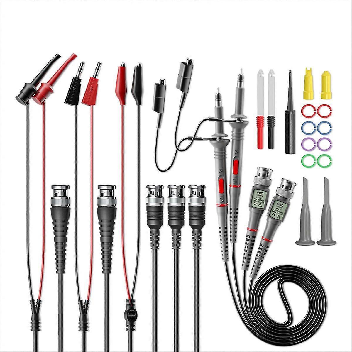 CKT014 Universal Oscilloscope Probes with Accessories Kit 100MHz 1X 10X with BNC Test Leads with Wir