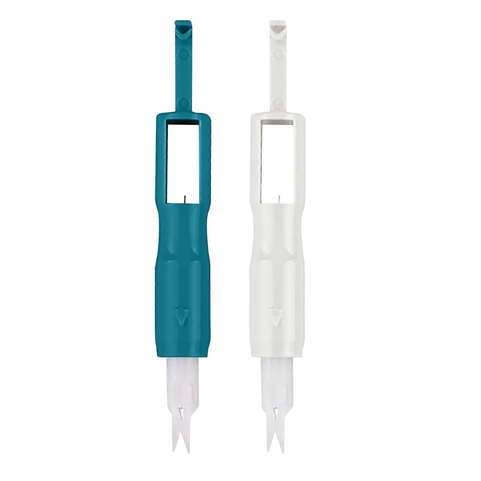 Begine Needle Threader 2Pc, White + Dark Blue - Automatic Sewing Machine Threader Guide Tool Compatible with Household Machines