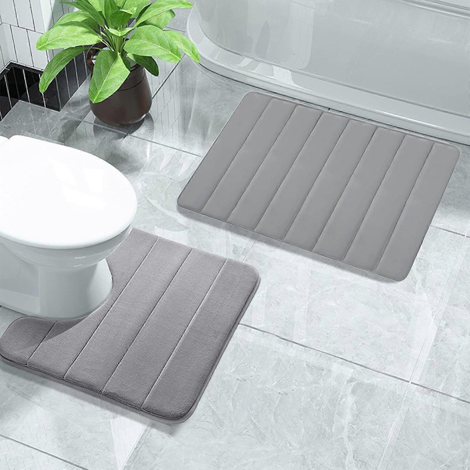 Specollect 2 Pcs Mats Memory Foam Bath Mat Set Bathroom Rugs For Soft Comfortable Water Absorption NonSlip ThickMachine WashableEasier To Dry Dark