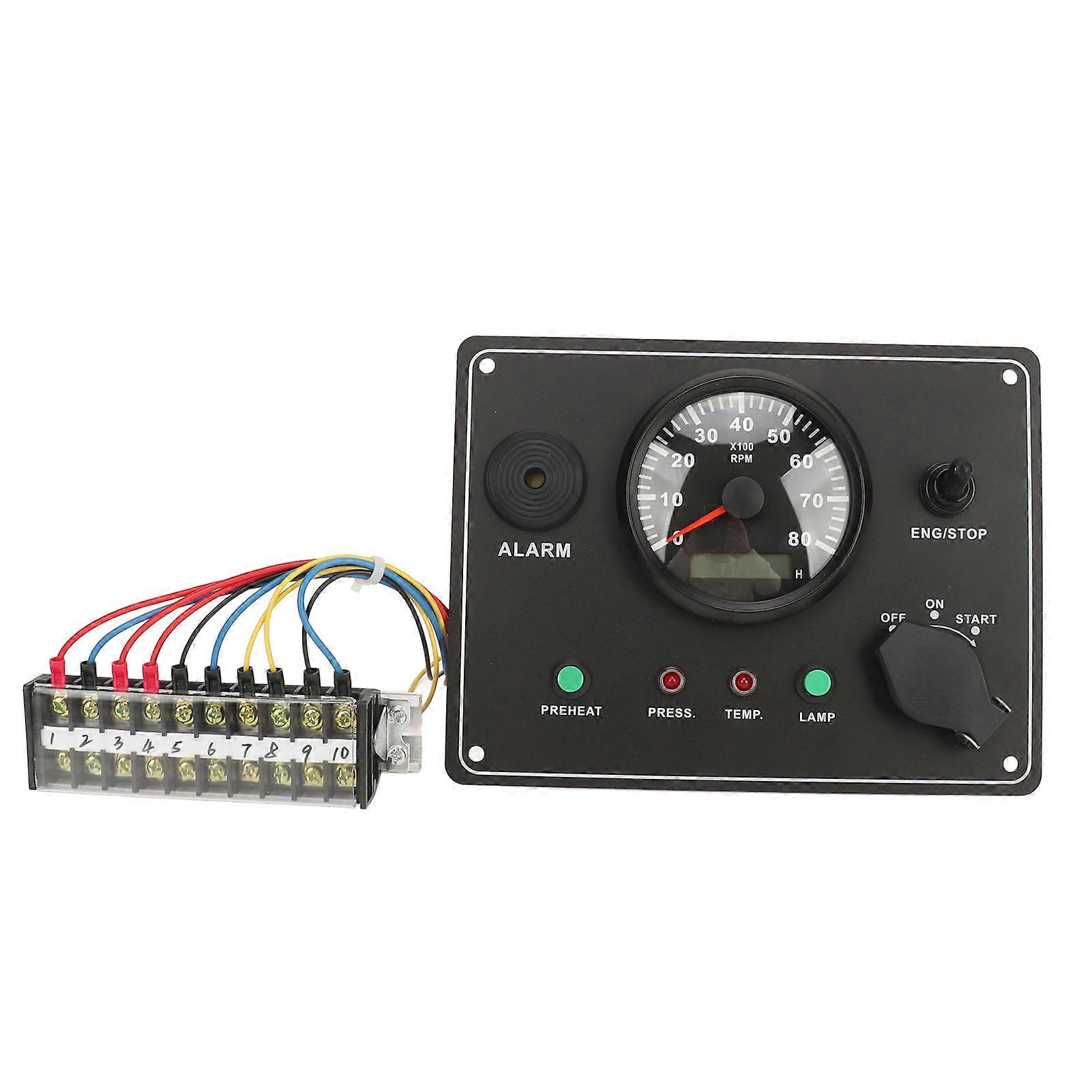 210 X 160mm Boat Tachometer Panel High Accuracy Multifunction 0‑8000 RPM Marine Tacho Gauge Instrument Panel with Alarm for Yachts