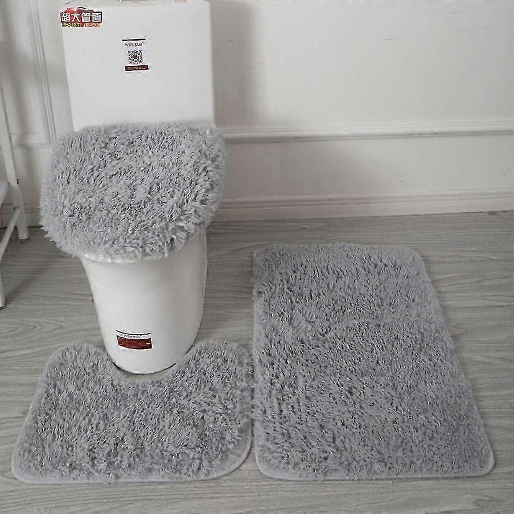 2025 3-teiliges Set Flauschige WC-Deckelbezüge, einfarbige Duschteppiche, Duschraum