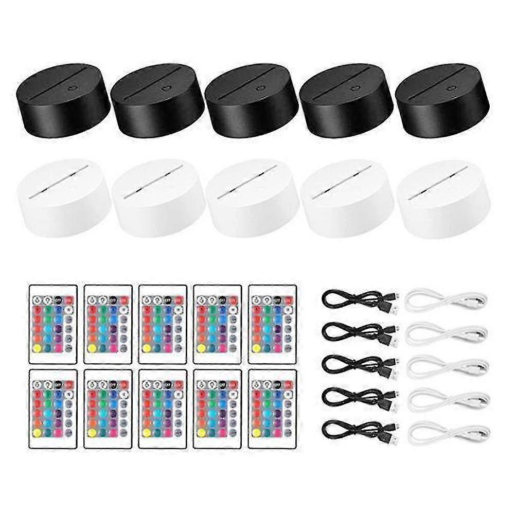 10 Pack 3d Night Led Light Lamp Base + Remote Control + Usb Cable, 16 Colors Light Show Display Sta (tangling)