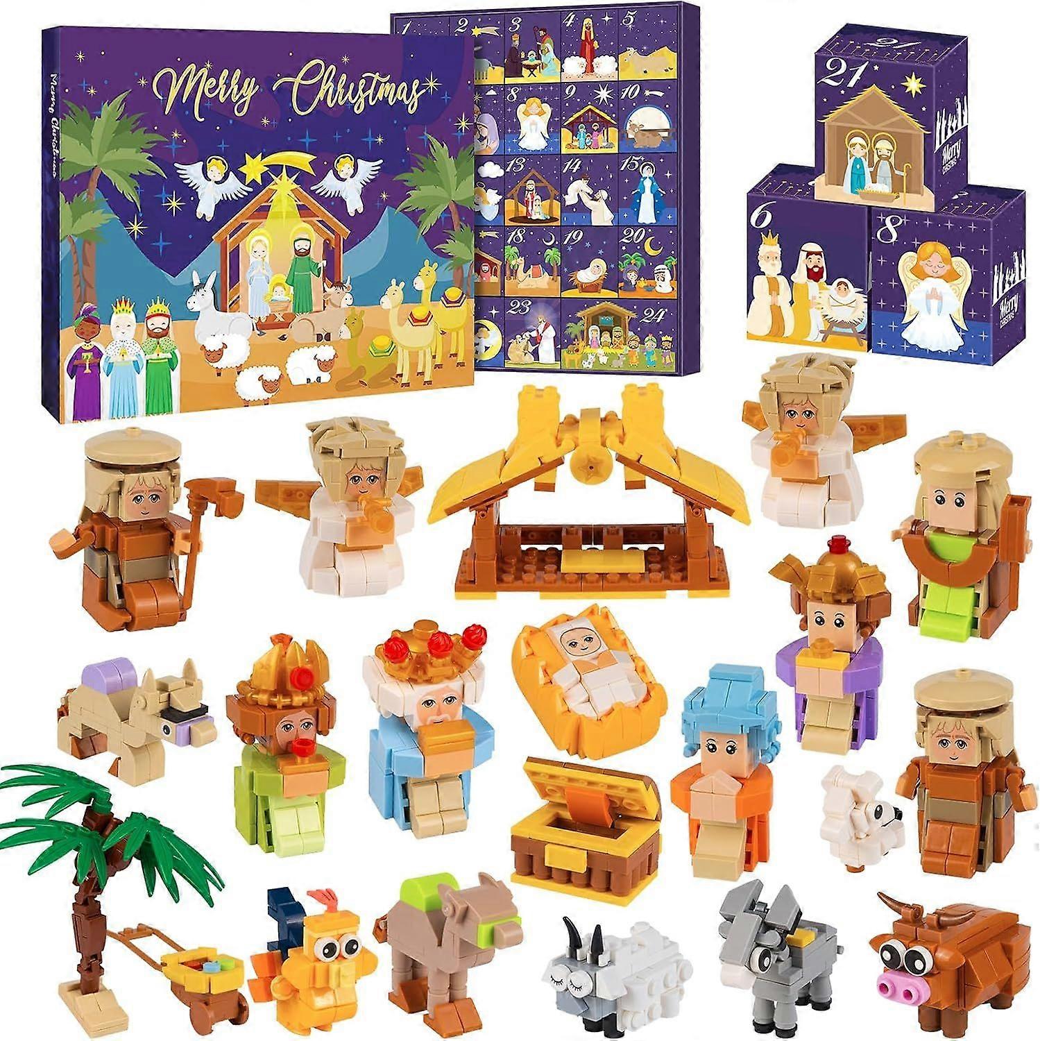 Nativity Advent Calendar 2025, Nativity Scene Set Building Blocks Christmas Advent Calendar, Christmas Gifts for Kids Adults